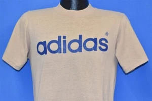 vtg 70s ADIDAS SPELL OUT LOGO BEIGE TAN HI CRU STEDMAN COTTON BASIC t-shirt S - Picture 1 of 3