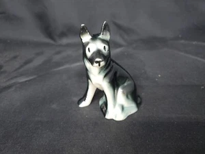 Vintage Art Pottery Black German Shepherd Dog Small Figurine-GOOD CONDITION 3.5" - Imagen 1 de 6