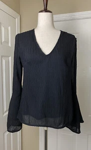 Strut & Bolt Womens Blouse Size Small Black Bell Sleeve Textured Top - Picture 1 of 5
