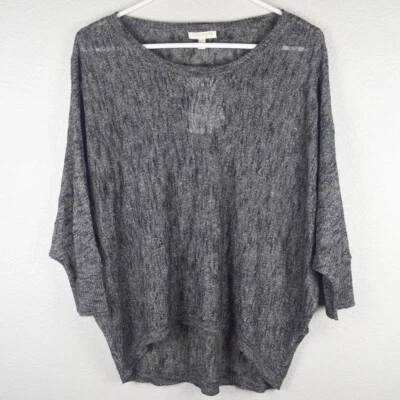 Eileen Fisher Womens PM Heather Gray Dolman Sleeve Knit Tunic Top Linen Bateau - Image 1 of 4