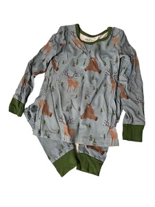 NWOT Caden Lane blue forest friends Long Sleeve Bamboo 4T 2 Piece Set Bears Deer - Picture 1 of 3