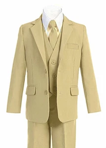 Formal Big Boys Suit Slim Cut 5 Ps Set Jacket Pants Vest Dress Shirt Tie 2t -20 - Picture 1 of 7