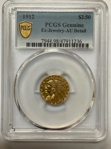 1912 GOLD INDIAN HEAD $2.50 PCGS GENUINE EX JEWELRY AU DETAIL 47911236 Cover