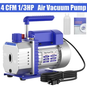 Bomba de vacío 4CFM 1/3HP herramienta de campo HVAC 1 etapa paleta giratoria aspiración profunda rápida - Imagen 1 de 21