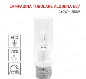 Lampada ECO alogena TUBOLARE E27 lampadina DIMMERABILE 160w resa 200w 32x105mm - Foto 1 di 3