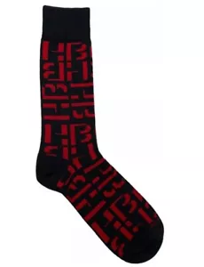 Hugo boss socks mens RS MAXI MONOGRAM SOCKS NAVY/RED SIZE 5-8 - Picture 1 of 3