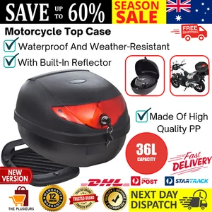 36L Motorcycle Motorbike Helmet Rear Top Box Luggage Storage Case Lockable Black - Picture 1 of 13