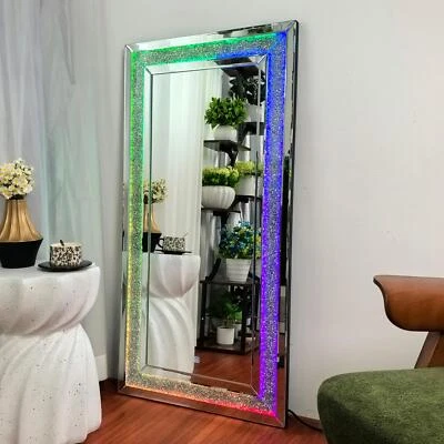 RGB Wandspiegel Hängespiegel Badspiegel mit LED Kristallakzenten 120x60cm LUXUS - Bild 1 von 4