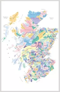 Map of Scottish Clans Districts Counties Scotland Wall Art Poster Decor Clan Map - Picture 1 of 6