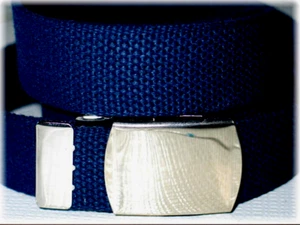 Canvas MARINE 52" x 1 1/4 Militär Armee Stil WEB Stoff Gürtel SILBER METALL Schnalle - Bild 1 von 3