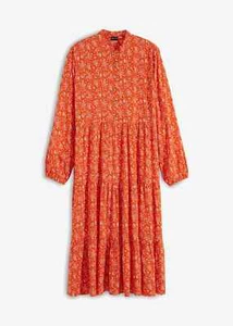 Neu Kleid mit femininem Druck Gr. 44 Dunkelorange Sommerkleid Midi Casual-Kleid - Bild 1 von 1