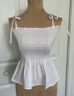 Camiseta sin mangas Love...Ady blanca ajustada con corbatas para el hombro talla mediana Foto 1 de 4