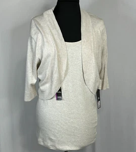 NWT Women’s Mossimo Cropped Bolero Cardigan Sweater + tank Oatmeal Tan XXL 2X - Picture 1 of 13