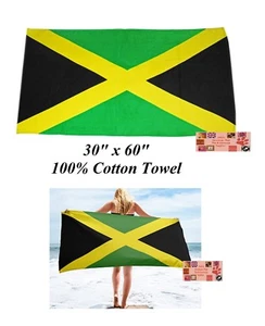 JAMAICA JAMAICAN Country Flag Banner 30x60" COTTON BATH POOL BEACH TOWEL WRAP - Picture 1 of 2