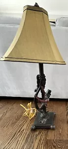 Vintage Bellhop Monkey Table Lamp w/ Shade ~28” Tall - Picture 1 of 6