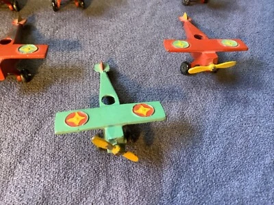 Six Vintage Die Cast Planes 3” Long 2 1/8” Wide Used Some With Propeller Others  - Image 1 of 4