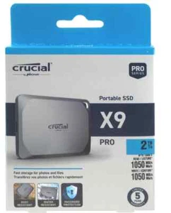 Crucial X9 Pro PC, Laptop, Windows 11/10, Mac 2TB USB - Type C 3.2 Portable SSD - Photo 1/12
