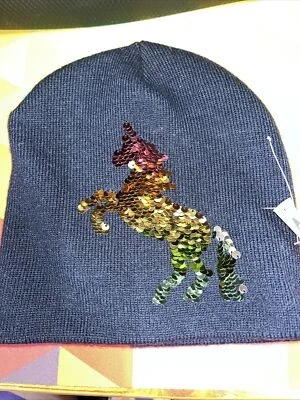 Old Navy Hats Blue In Color With A Sequence Unicorn On It. Brand New With Tags! - Image 1 of 4