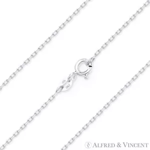 1.2mm D-Cut Anchor Cable Link 925 Italia Collar de cadena de plata esterlina y rodio - Imagen 1 de 2