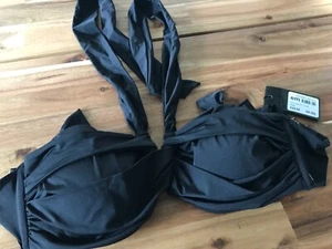 BIBA BLACK HALTER BANDEAU BIKINI Top Padded NEW UK 10 BLACK rrp £30 - Picture 1 of 6