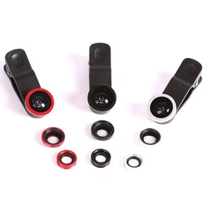 Universal 3 in 1 Fish Eye Wide Angle Macro Camera Clip-on Lens for Smart Phone  - Picture 1 of 13