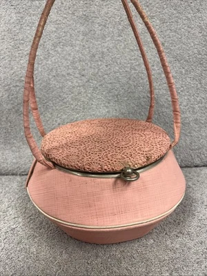 Bolso de mano vintage rosa de ganchillo Foto 1 de 4