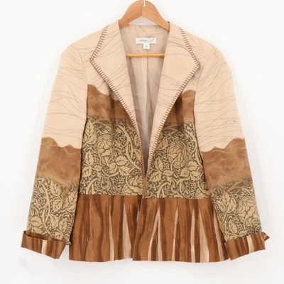 Chaqueta De Colección Coldwater Creek Patchwork Imitación Gamuza Talla 14 Western Artística Boho Artística Foto 1 de 4