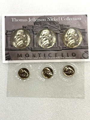 1965 - 1967 Set of 3 Uncirculated SMS Jefferson Nickels ~ Sealed  Pristine - Image 1 of 4