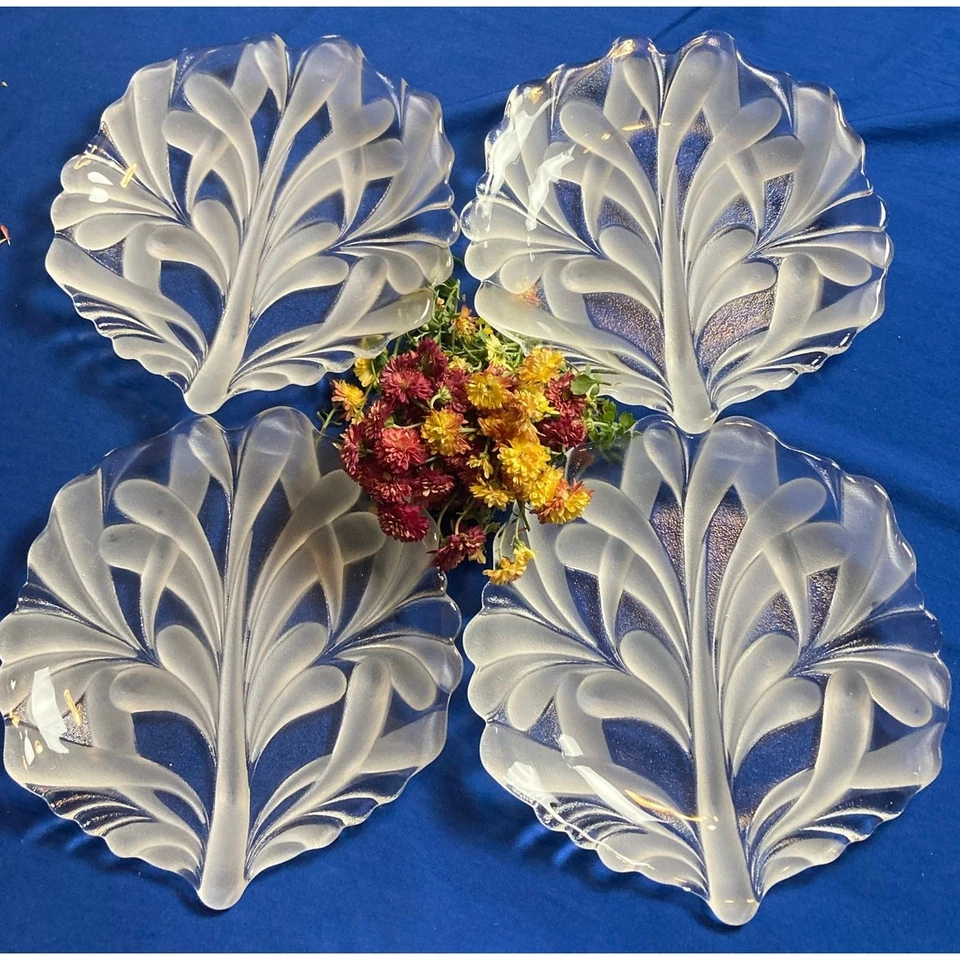 Antigo Cristal Mikasa Walther Alemanha Ocidental Placas Fosco 10" Charcutaria Conjunto de 4 - Imagem 1 de 4