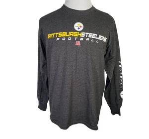 NFL Team Apparel Pittsburg Steelers Mens Shirt Pullover Long Sleeve Gray Size L - Picture 1 of 13