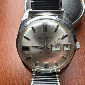 Helbros Automatikuhr West Germany mit Tag Datum silberfarben wie besehen - Bild 1 von 8