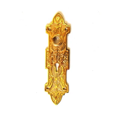 THE KING'S BAY Pair of Solid Brass Deco Art Nouveau Door Plates Vintage Antique Style