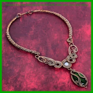 Nuevo collar de cadena de piedra labradorita arco iris piedra lunar fuego verde joyería cobre - Imagen 1 de 6