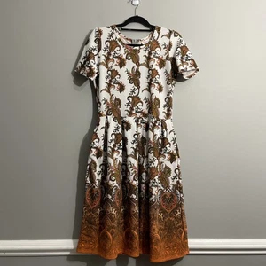 LuLaRoe Amelia Kleid Damen Large - Orange Paisley Print, Midi Länge, Taschen - Bild 1 von 13