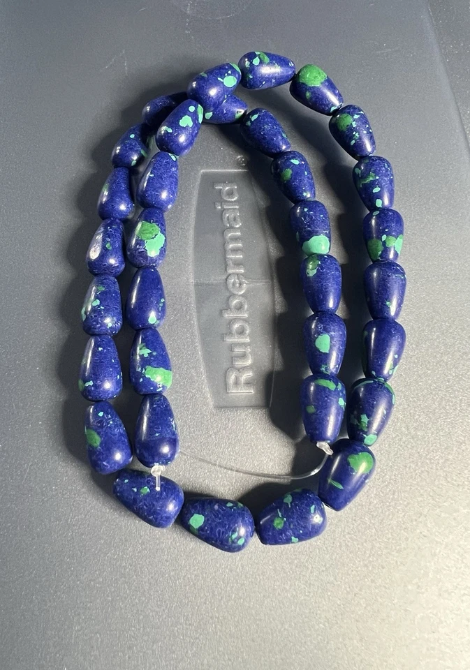 JTV Spotted Blue/Green 8x12 Mm Drop Mosaic Bead Strand - Image 1 of 1