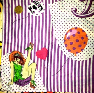 De colección Betsey Johnson Guys Love BJ Multi Pinup Vestido Bebé Niñas Arte Pop Bufanda - Imagen 1 de 6