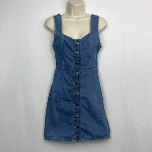 Urban Outfitters Damen Größe 4 Blau Knopfleiste Ärmellos Denim Minikleid - Bild 1 von 8