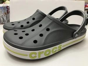 Crocs Mens Bayaband Clog Slip On Sandal Size 13 M Gray Green Band NWOT - Picture 1 of 14