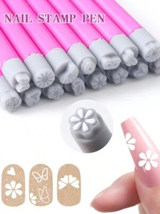 4-6-10-15Pcs Set di penne per timbri per nail art, kit di trasferimento motivo fiori e farfalle UK - Foto 1 di 9
