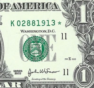 2003 STAR NOTE FRN $1 Dollar GEM = DALLAS = Pick Your Own Birth Year 1965-1997 - Picture 1 of 4