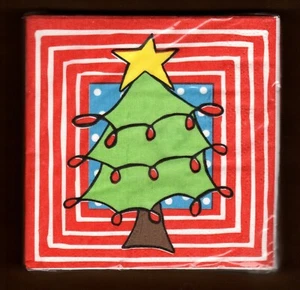 Mainstreet Collection Christmas Tree Party Napkins Holiday Cocktail Size Stripes - Picture 1 of 2