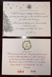 2 Donald Trump President Melania, Joe Jill Official Merry Christmas Card Genuine - Picture 1 of 3
