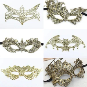 Gold Venerian Masquerade Eye Mask Women Men Lace Fancy Dress Ball Party Costume - Picture 1 of 18