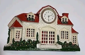 Antique Cast Metal Cottage Clock Lamp Original Paint United Metal Goods Fragile - Picture 1 of 7