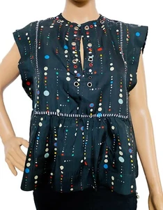 Isabel Marant Odena Cosmic Printed Women's Casual BlackBlouse Tunic Top M 36 - Picture 1 of 12