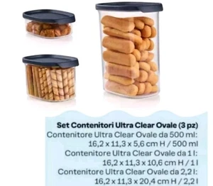 Tupperware Set Contenitori Ultra Clear Ovale ( 3 PZ) 500ml, 1 l, 2.1 l - Foto 1 di 1