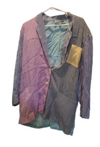 Top Michael Seroy - taglia 8 - blu - maniche lunghe - righe con bottoni davanti USA - Foto 1 di 4