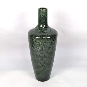 Pier 1 16" Charcoal Gray Green Speckled Vase - narrow neck - Picture 1 of 10