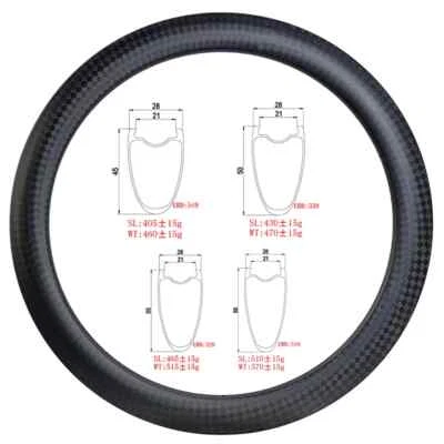 Llanta de carbono para bicicleta Gravel Road Dsic 700c 28 mm de ancho UD 3K 12K cubierta sin cámara Foto 1 de 4