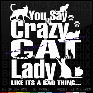 CAT LADY Vinyl Decal Sticker High Quality DIE CUT Crazy Cat Lover Funny Window - Picture 1 of 4